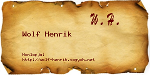 Wolf Henrik névjegykártya